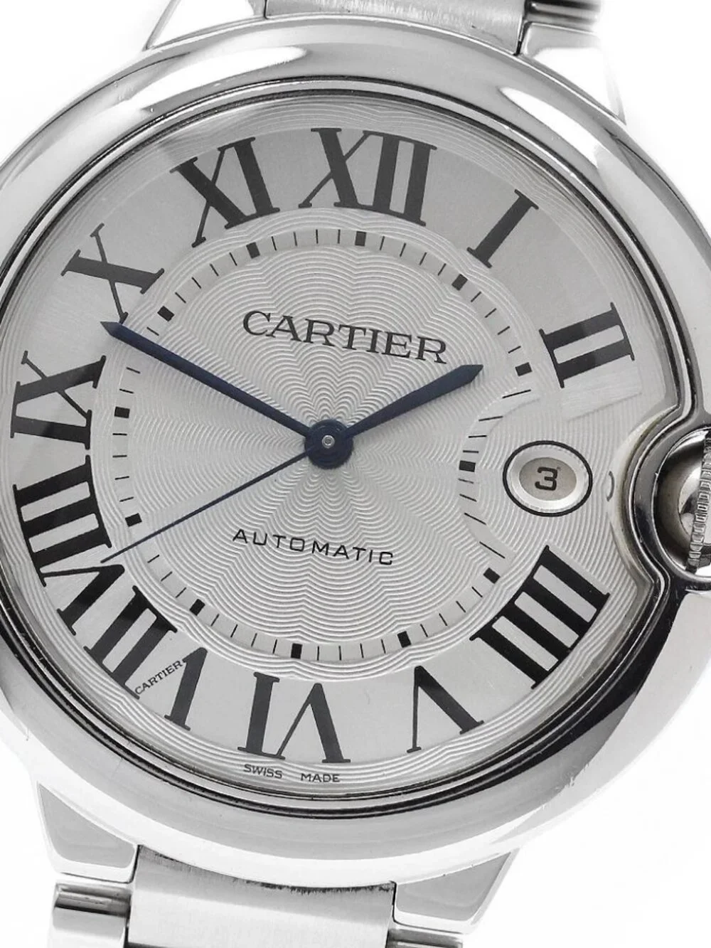 CARTIER Baron Blue LM W69012Z4 Date Silver Dial Automatic Men's Watch_969009